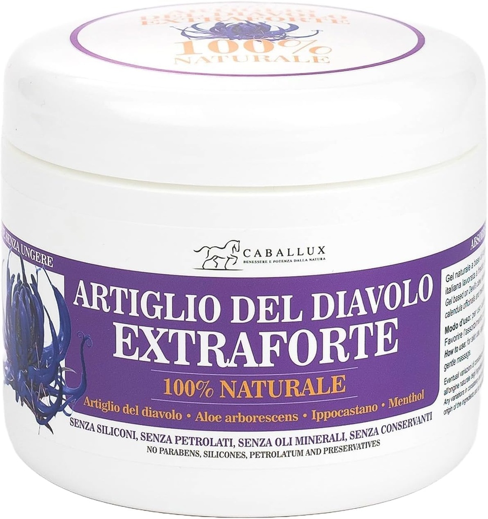Devil's Claw Strong Gel 100% Natural - Verrijkt met Italiaanse Aloë Arborescens, Horse Chestnut, Menthol voor spieren en gewrichten - 17 Oz