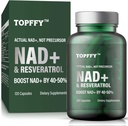 NAD+ Supplement, NAD+&Resveratrol Supplement voor Max Absorptie voor ondersteuning Cellulaire Energie, Veroudering Veroudering, 120 Softgels