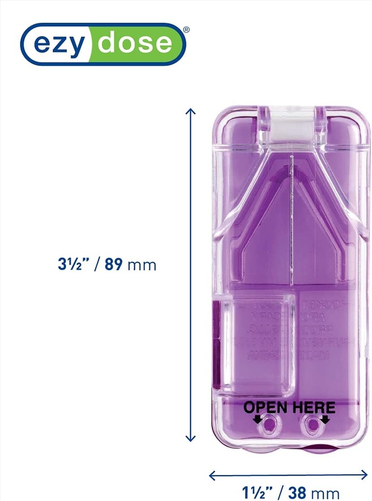Ezy Dose Pill Cutter en Splitter met Dispenser, snijdt pillen, vitamines, tabletten, roestvrij staal Blade, Travel Sized, Kleuren mei Vary (pakket van 2)
