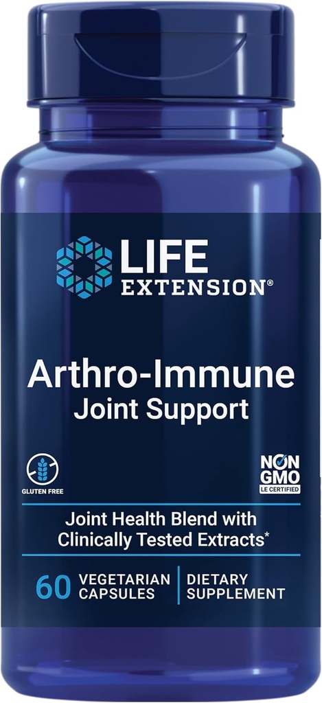 Life Extension Artrico-immune Gezamenlijke Ondersteuning, Curcumin EliteTM Turmeric Extract, Andrographis paniculata, Ondersteunt Mobiliteit en Flexibiliteit, Vegetarisch, Glutenvrij, Niet-GMO, 60 Capsules
