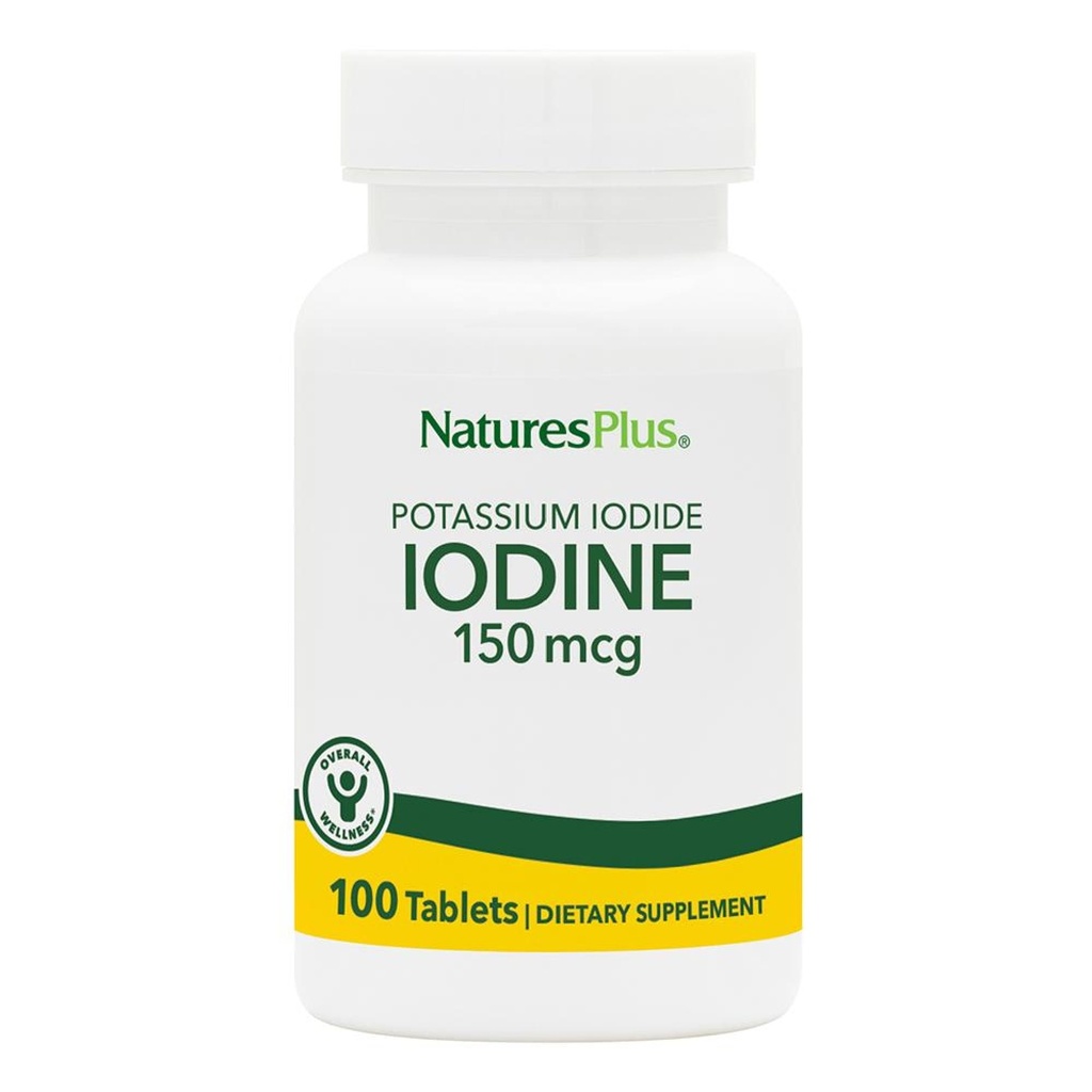 NaturesPlus Kaliumjodide - 150 mcg, 100 Vegan tabletten - Schildklier Ondersteuning Supplement, Ondersteunt Ademhalingsgezondheid - Vegetarisch, Glutenvrij - 100 porties