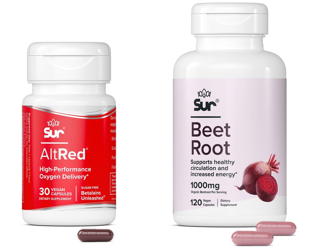 Sur Beet Root Capsules voor spierherstel en sportvoeding en Sur Biologische Beetwortel Capsules bundel