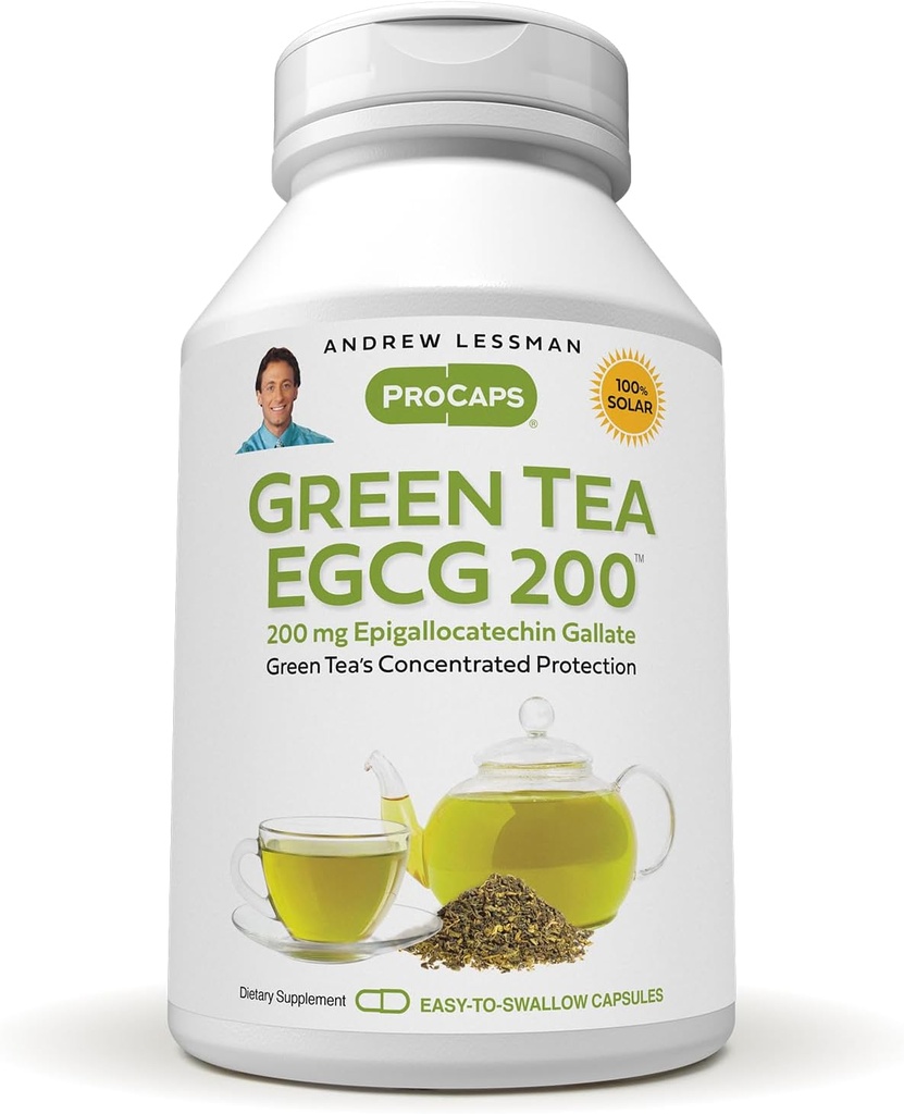ANDREW LESSMAN Green Tea EGCG 200mg - 360 Capsules - 200 mg EGCG, krachtige anti-oxidant Ondersteuning voor gezonde leverfunctie, immuun, hersenen, hart en Circulatory Systems. Geen additieven