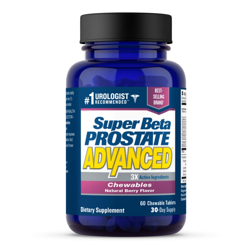 SUPER BETA PROSTATE Advanced Chewables - Prostate Support Supplement voor de gezondheid van mannen (60 Kauwen, 1-fles)