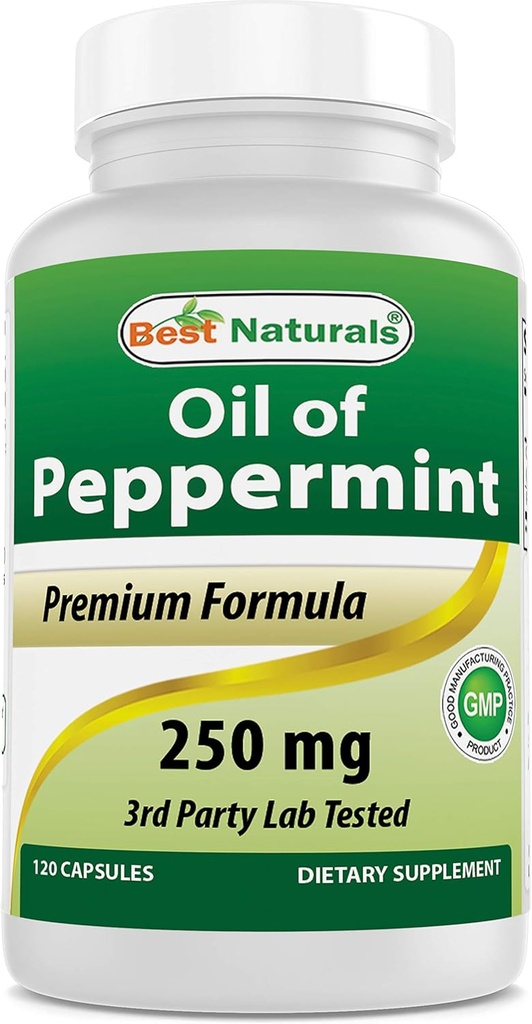 Best Naturals Peppermint Oil Bowel Soothing Dietary Supplement, 250 mg, 120 Count