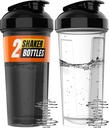 WrexX 2 Pack Protein Shaker Bottle - tot 28oz, 2x Shaker Ball, Portable Pre Workout Whey Protein Shaker Cups voor eiwitshakes, Leak Proof Shaker Bottles voor eiwitmixen