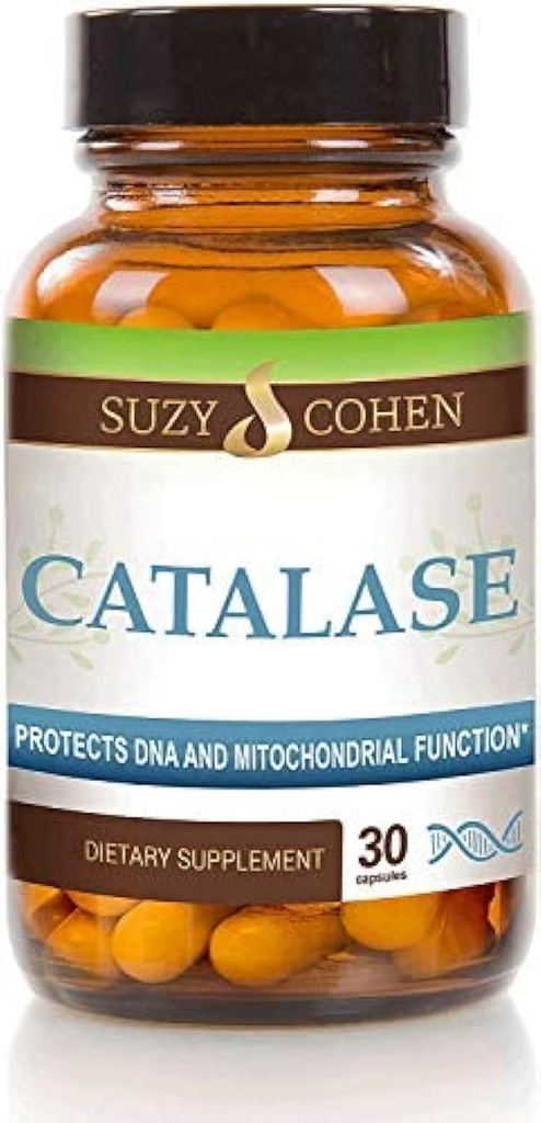 Suzy Cohen Catalase 12.500 CATU Dieetsupplement, Lever Enzyme, Neutraliseert Waterstof Peroxide, Ondersteunt huid, haar, en algemene wellness, 30 Vertraagde Release Capsules
