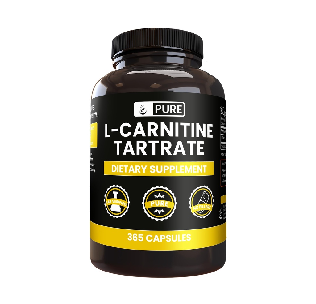 Pure originele ingrediënten L-carnitinetartraat (365 capsules) Geen Magnesium of Rijst Fillers, altijd zuiver, Lab geverifieerd