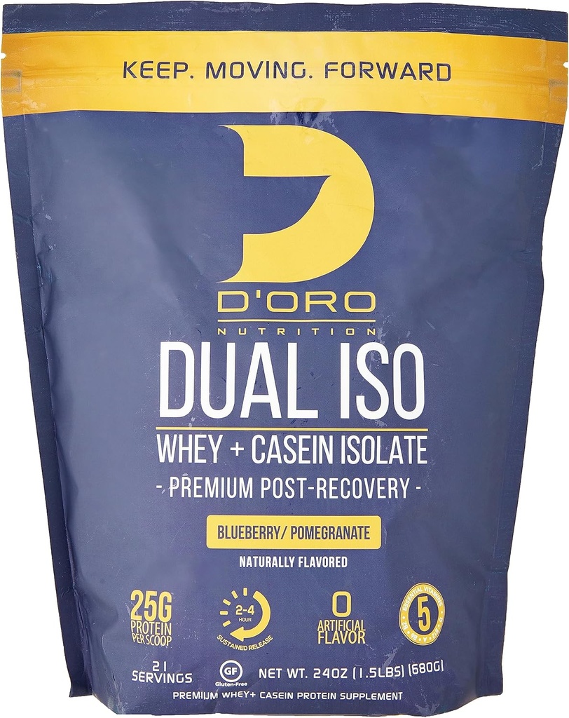Dubbele ISO Wei & Caseïne Isolaat Proteïnepoeder - Blueberry & granaatappelsmaak - Premium Post Recovery Proteïnepoeder - 27G proteïne per scoop