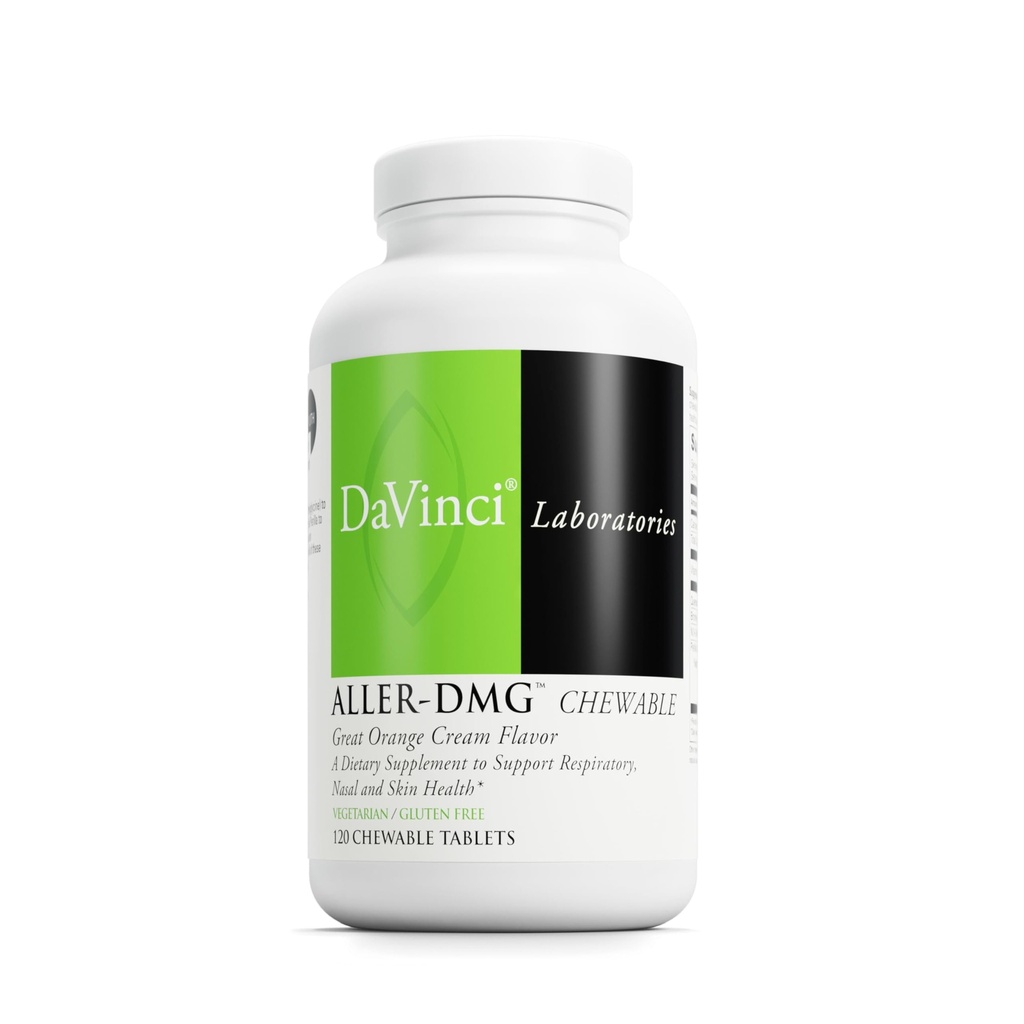 DAVINCI Labs Aller-DMG Kauwbaar - Immune Health Support, Histamine Aid & Respiratory Support* - Orange Cream Flavor - 120 Kauwbare Vegetarische Tablets (60 Servings)