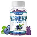 Magnesium Glycinate Gummies 1000mg met Magnesium L-Threonaat, Gecheld Magnesium Kalium Complex Supplement met VitD, B6, CoQ10, Calcium, Ondersteuning voor Geheugen, Kalm, Mood - 90 Gummies Blueberry