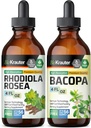 BIO KRAUTER Rhodiola Rosea Tinctuur 4 Fl. Oz. & Bacopa Tinctuur 4 Fl. Oz.
