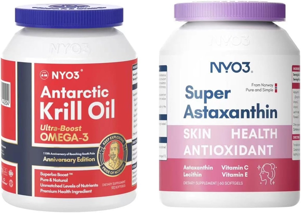 Krill Oil Omega 3 1000mg softgels en astaxanthine 12mg anti-oxidant suppels Bundel
