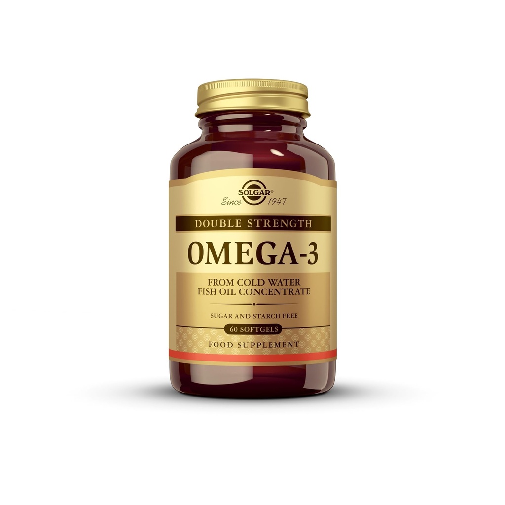 Solgar Double Strength Omega 3 700 mg - 60 Softgels - Bevat 600 mg EPA & DHA - Non-GMO, Glutenvrij - 60 porties