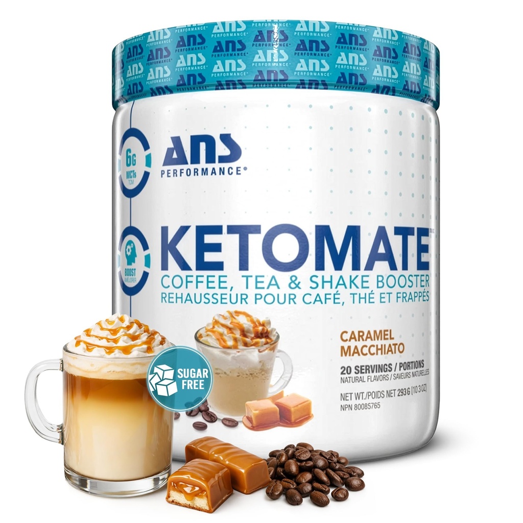 ANS Performance Ketomate Coffee Creamer met MCT Oliepoeder, Heerlijk, Suikervrije Creamer voor koffie, Thee & Shakes, Perfect Keto Energy Powder, 20 porties, 15oz, Caramel Macchiato