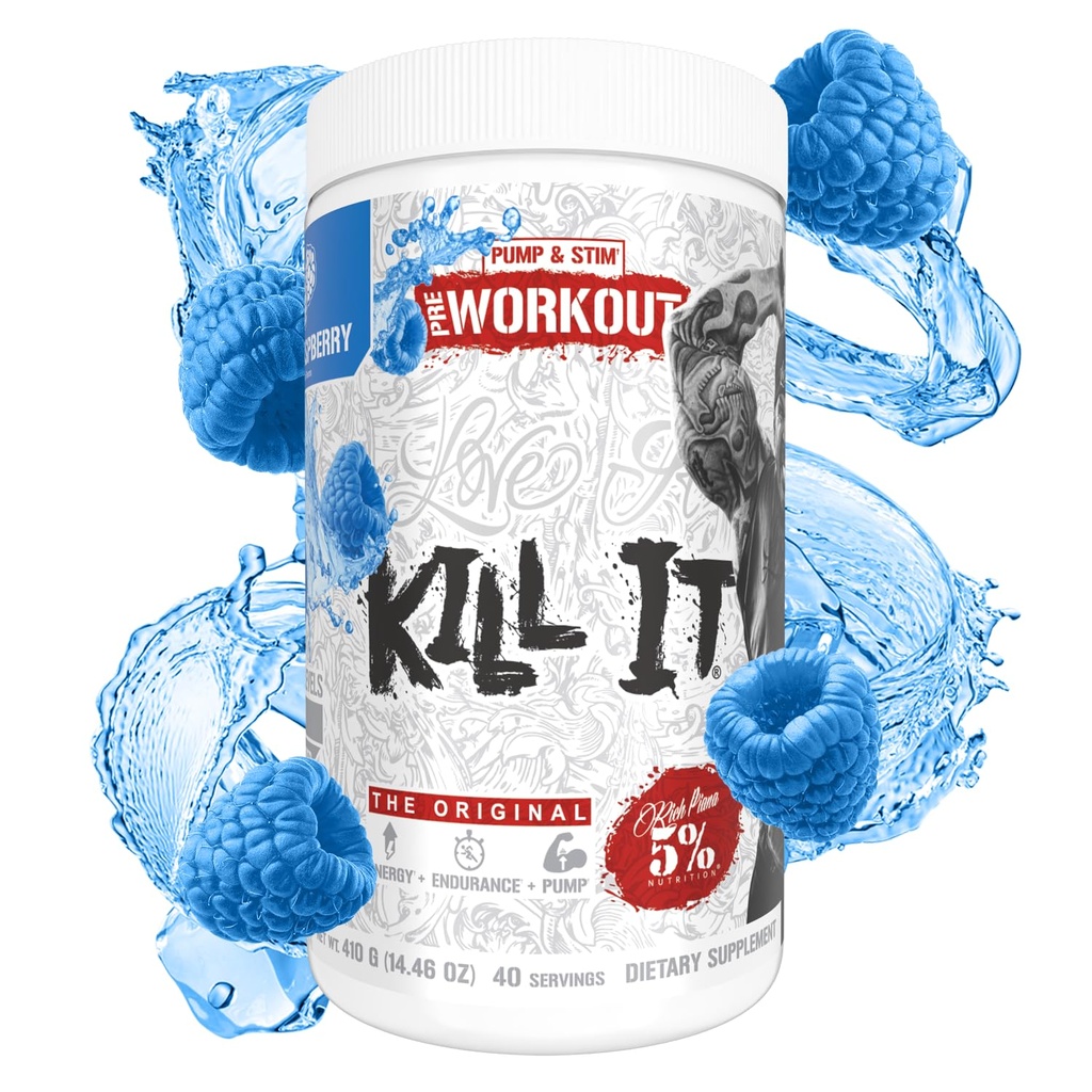 5% Voeding Rijke Piana Kill It Pre Workout Powder w/Creatine, Cafeïne, Beta Alanine, Hydroprime Glycerol voor Pomp, Kracht, Endurance 