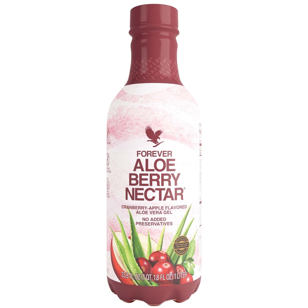 Forever Living - Aloe Berry Nectar, 90.7% Pure Aloe Vera Gel with Cranberries and Apples, No Added Preservatives, 1L (Pack of 1)
