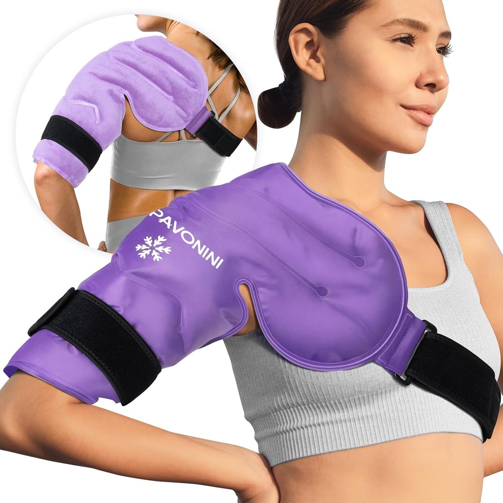 KingPavonini Schouder Ice Pack Rotator Manchet Koude therapie, Herbruikbare Gel Ice Pack voor schouderverwondingen, pijnverlichting, zwelling, schouders Chirurgie, Tendonitis, Bursitis, Paars, Middelgrote