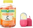 Spring Valley Extra sterkte Vitamine C Dieetsupplement Vegetarische Gummies, Oranje, 500 mg, 120 Ct en Gift Ice Roller voor Gezicht