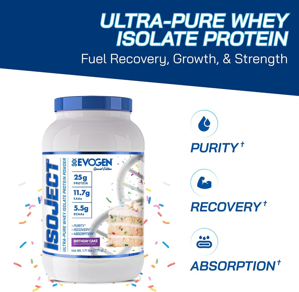 Evogen Isoject - Wei Protein Isolaat Ultra-Pure Wei Proteïne Poeder met Ignitor Enzymen, BCAA's, en EAA's Enhanced Absorptie & Recovery