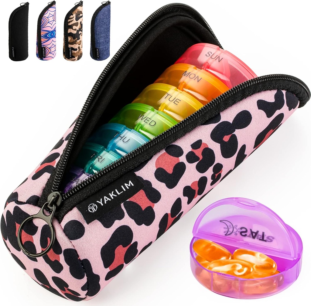 Yaklim pil Organizer 1 keer per dag, Ultralight Travel pil Box, Wekelijkse pil containers 7 dagen met draagbare vitamine visolie supplement