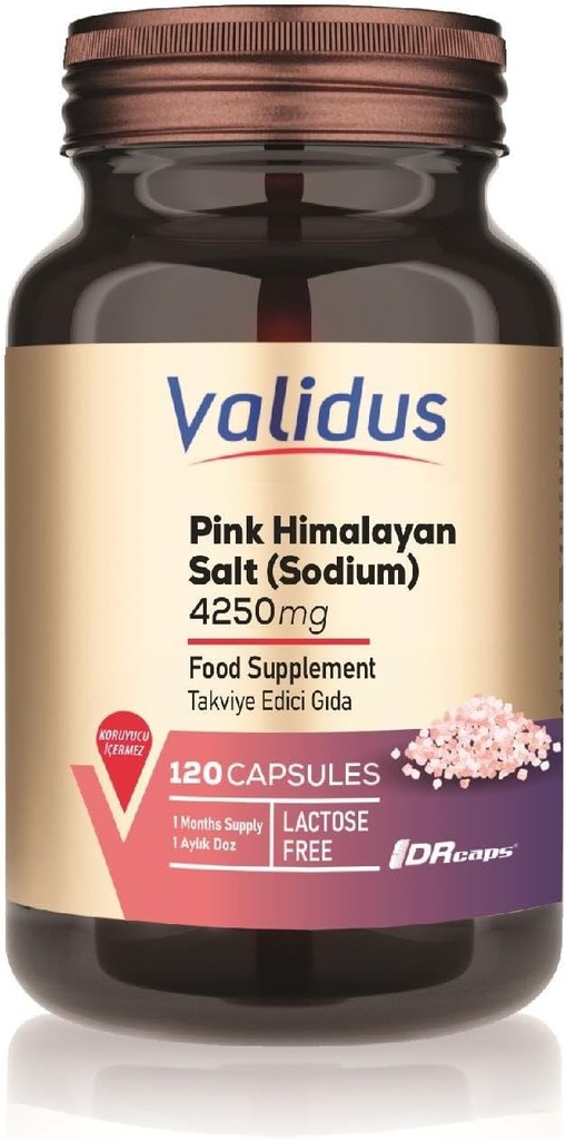 Validus Pink Himalaya Salt Sodyum 200 mg 120 Capsules (Drcaps)