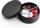 Kleine pil Case 3 Compartments, metalen ronde draagbare pil Box, waterdichte reis pil Organizer, zaktas zak medicijnen vitamine houder EDC Container (zwart)