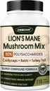 Lions Mane Supplement Capsules - Mushroom Supplement With Lions Mane, Cordyceps, Reishi, Turkey Tail, Shiitake - Lions Mane Supplement For Memory, Focus & Immune Support - 118 Vegan Mushrooms Capsules