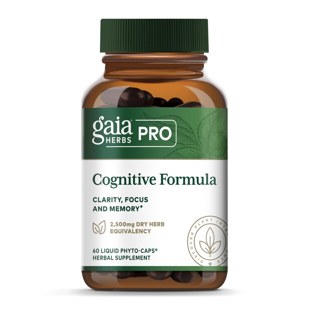 GAIA HERBS PRO Cognitieve Formule - Brein Health & Blood Flow Support Supplement* - Circulatie Ondersteuning Supplement* met Fo-TI Root, Ginkgo Leaf, & Gotu Kola Leaf - 60 Liquid Phyto-Caps (30 Servings)
