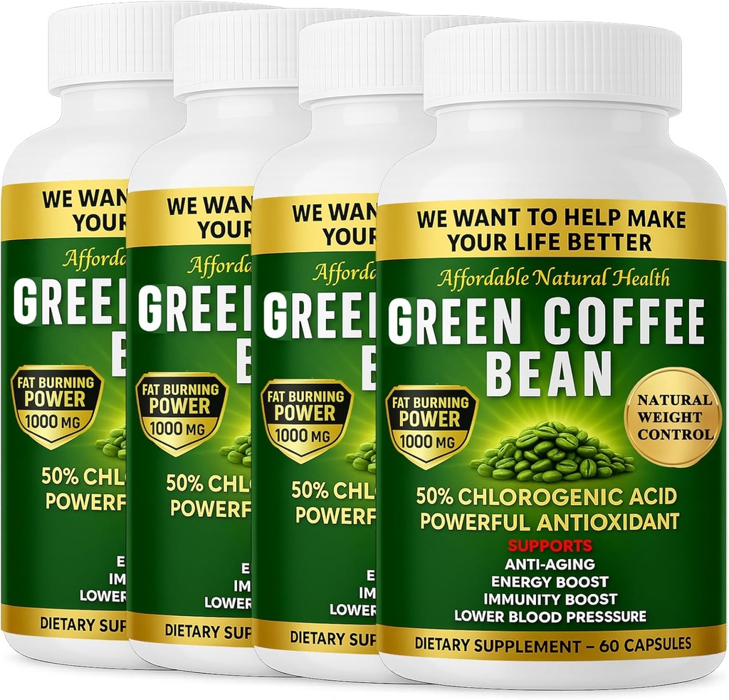Green Coffee Bean Extract, 100% Pure Green Coffee Bean Capsules, 50% Chlorogeen Acid, 10.000 mg Sterkte, 240 Capsules, 8 maanden Levering, Non-GMO en Glutenvrij, Traditioneel Kruidensupplement