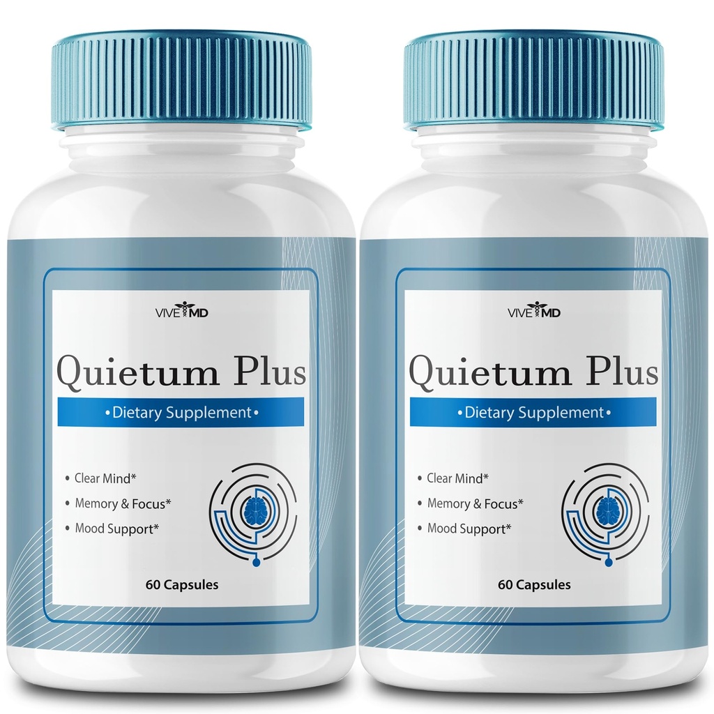 VIVE MD Quietum Plus Tinnitus Relief for Ringing Oors - Snelle oorringreliëf, Heldere Tinnitus, en Holistische Tinnitus behandeling met 60 capsules per fles (2 verpakkingen)