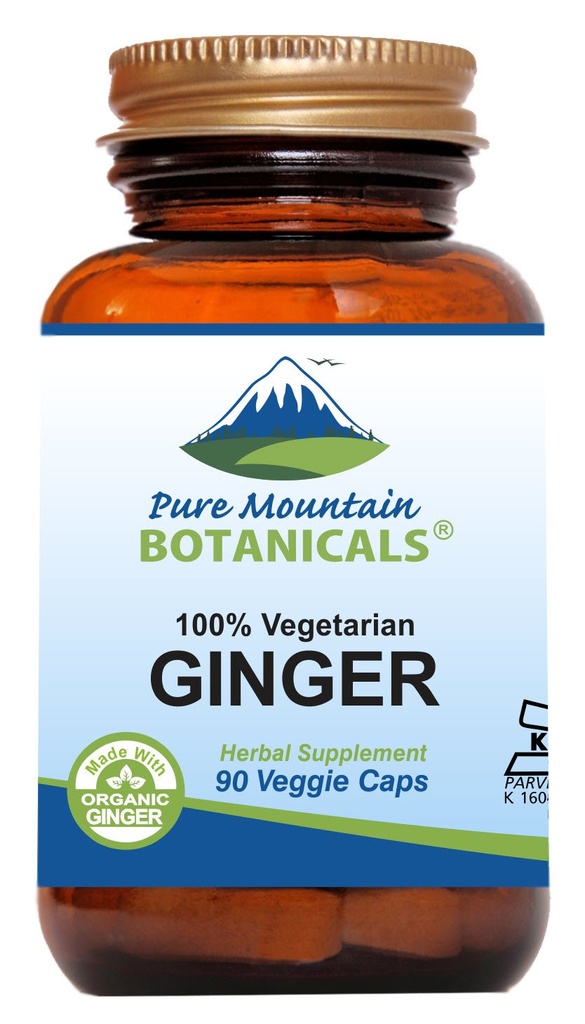 Pure Mountain Botanicals Gembercapsules - Kosher Vegan met 1000mg Biologische Gember Wortel Supplement