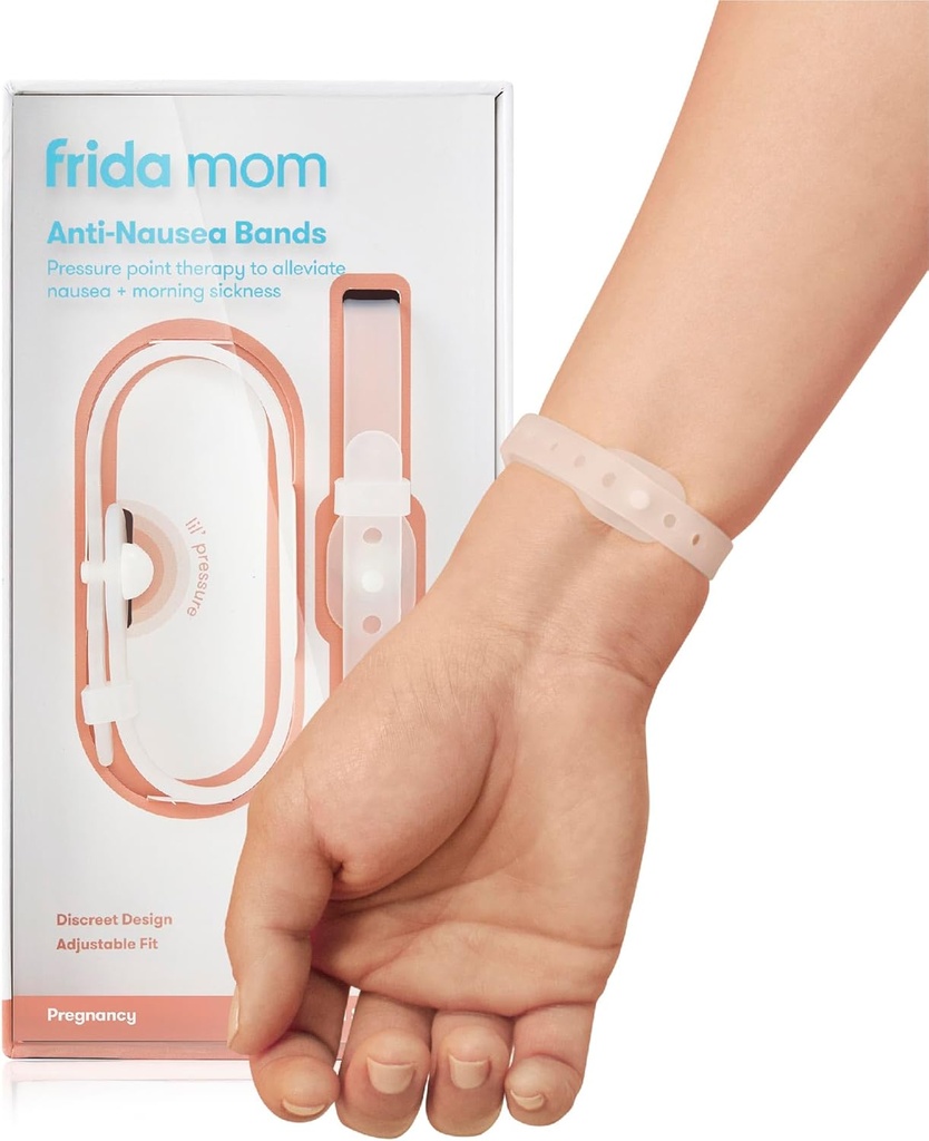 Frida Mom Misselijkheid Bands voor ochtendziekte verlichting, 24/7 ondersteuning door drukpunt therapie, Inclusief 2 Bands en opslag geval