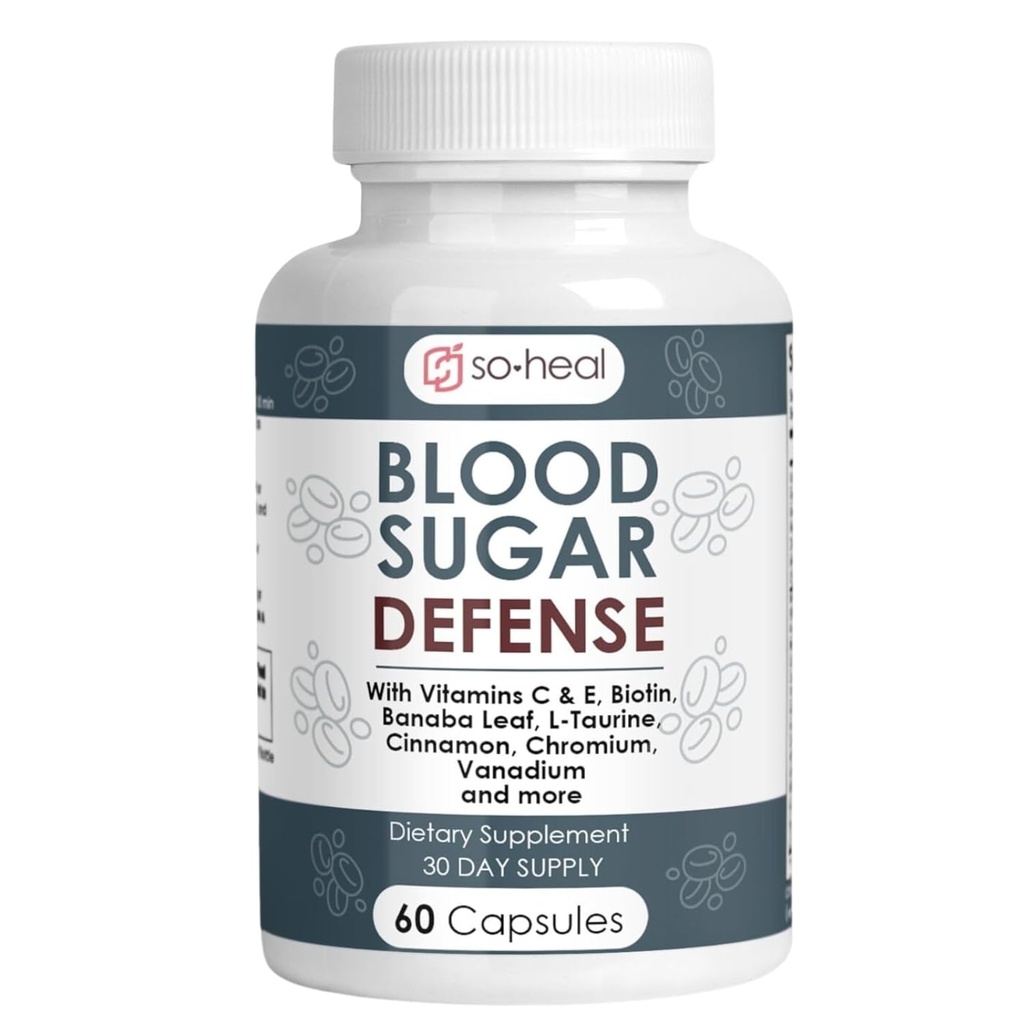 Sugar Shield Defense Supplement - Cinnamon, Chroom, Vanadium, Triple Protection for Heart, Metabolisme, Energy - 60 Capsules, Made in USA