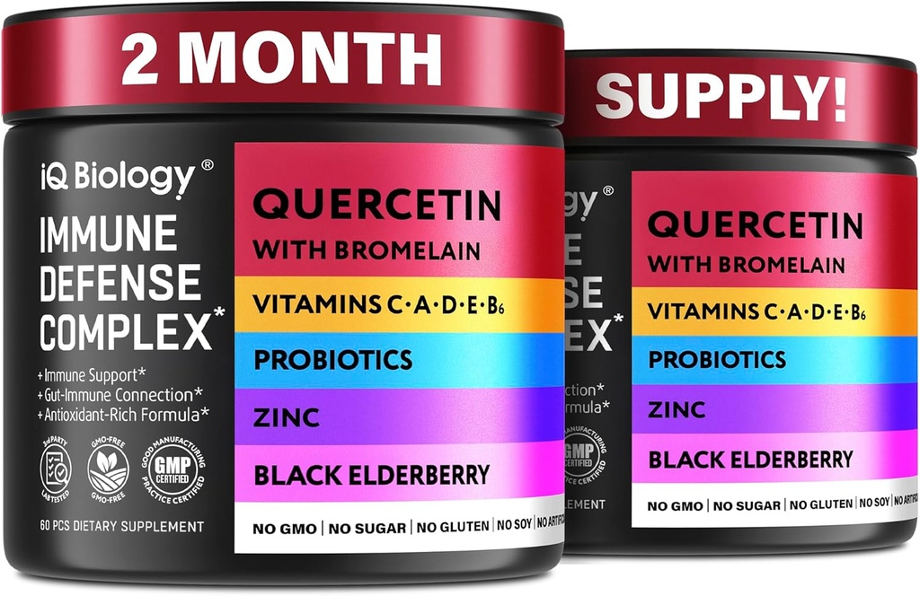 Quercetine met bromelaïne - Premium Quercetine Bromelaine Capsules for Immune Support* - Bromelain Quercetine Supplement - Non GMO Quercetine - 2 Pack (120 Capsules)