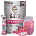 Salud 2-in-1 Energy Drink Powder + Focus, Dragon Fruit, Biologische Cafeïne, B6 + B12, Theanine, Clean Energy Drink Packets, Pitaya Agua Fresca Mix, Non-GMO, Glutenvrij, Veganistisch, 1g suiker, (15 Servers)