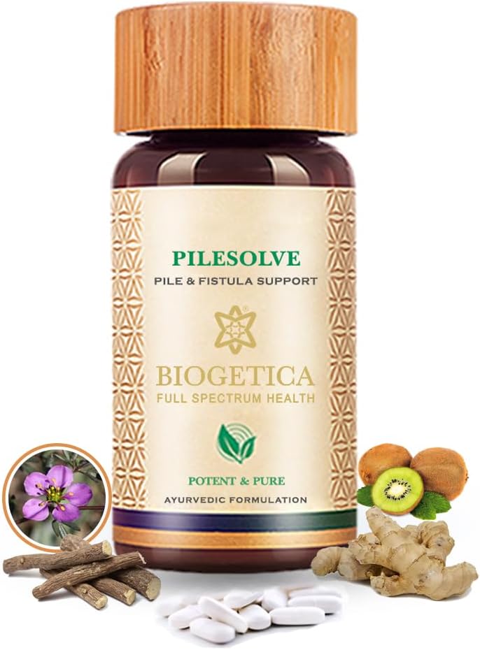 Biogetica Pilesolve Natural Herbal Supplement met likeur en gember - Non-GMO - 100% Vegan Ayurveda Supplement Powder