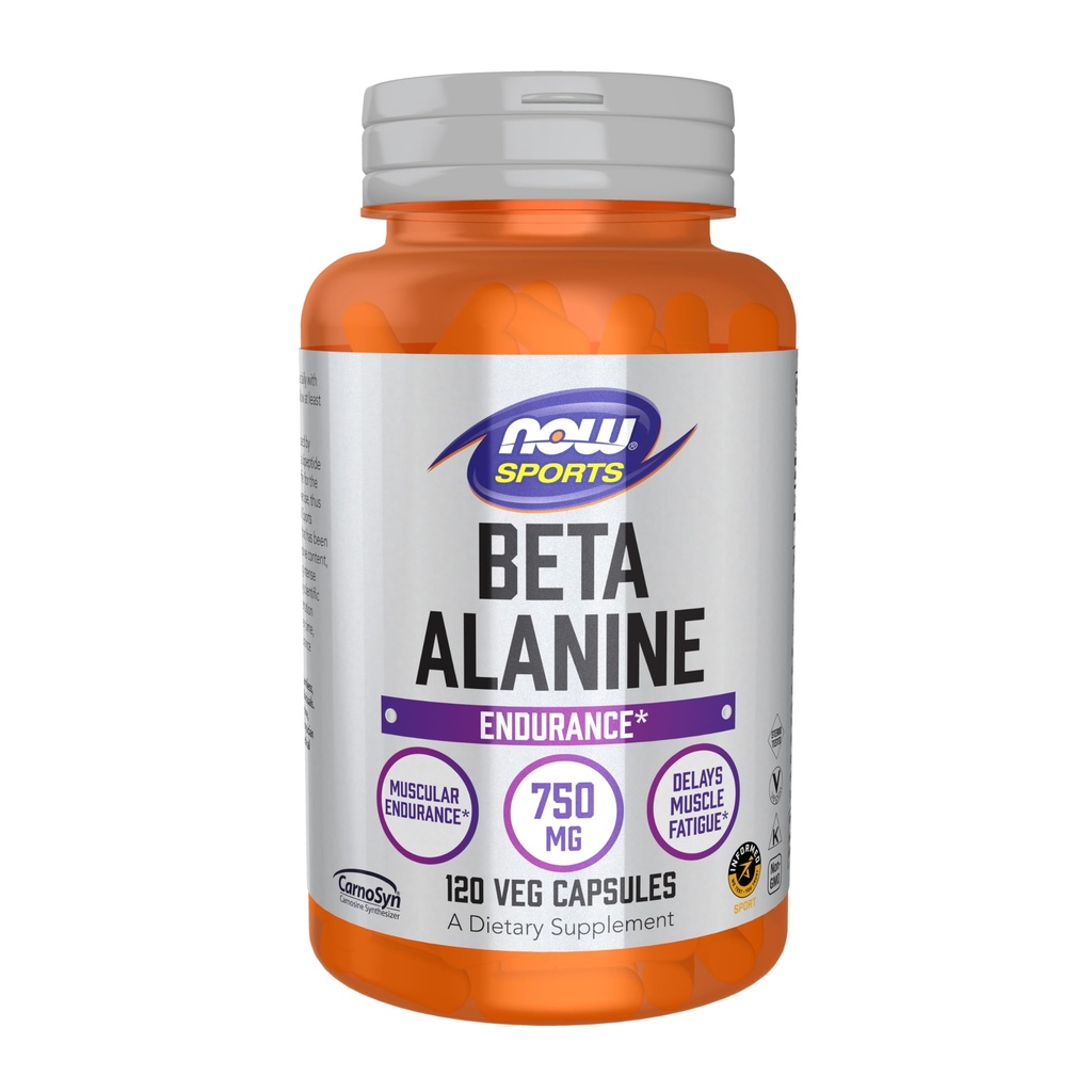 NOW Foods Sports Nutrition, Beta-Alanine 750 mg, Vertraagt Spiervermoeidheid*, Endurance*, 120 Veg Capsules
