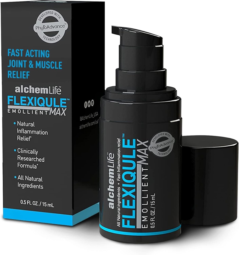 AlchemLife FlexiQule MAX - Snelwerkende verzachtend middel ter ondersteuning van natuurlijke Joint & Muscle Relief - Verzacht Stiffness & Aids Mobiliteit - Krachtige Phyto-Actives van Ginger, Boswellia & Piperine - (15ml Pomp)