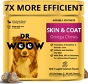 Omega Wild Alaska Zalm Visolie 90 kt Zachte Kauwen voor hond - Anti Itch & Coat + Allergie Ondersteuning, met Kelp, Biotine, Vitaminen, Zink - Helpt jeukende huid, hondenallergieën, Kan Vergieten verminderen