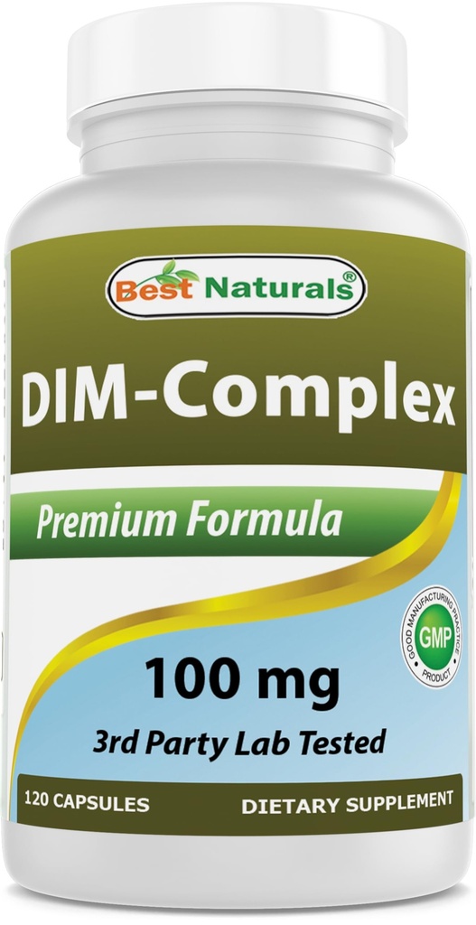 Best Naturals DIM Supplement 100 mg 120 Capsules, DIM voor Estrogeen Metabolisme & Balance, Voor Menopauze, Body Building, PCOS & Hormonal Acne