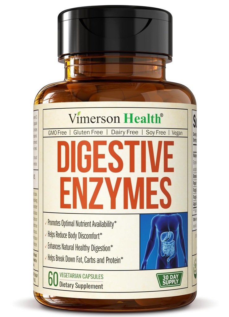 Digestive Enzymes - Probiotic Multi Enzyme (Enzimas Digestivas) - Digestive Supplements with Unique Makzyme-Pro Formula - Advanced Enzymes for Digestion, Bowel Movements & Nutrient Absorptie. 60 capsules