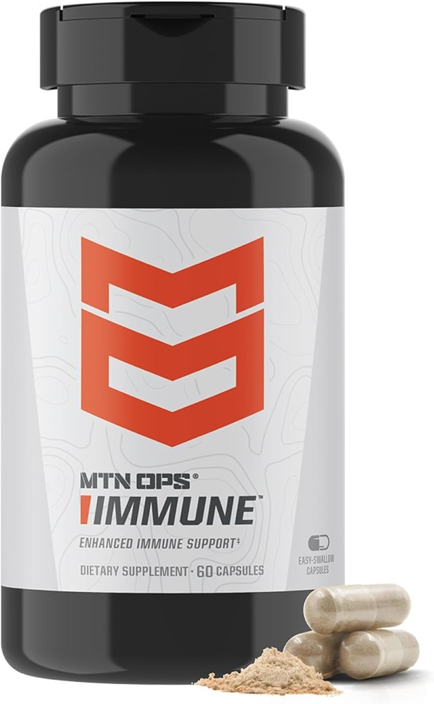 MTN OPS ImmuneTM Capsules Dagelijkse Immune Ondersteuning met vitamine D, vitamine C, zink, vlierbes, echinacea en antioxidanten - 60 makkelijk doorslikken Capsules - 30 porties