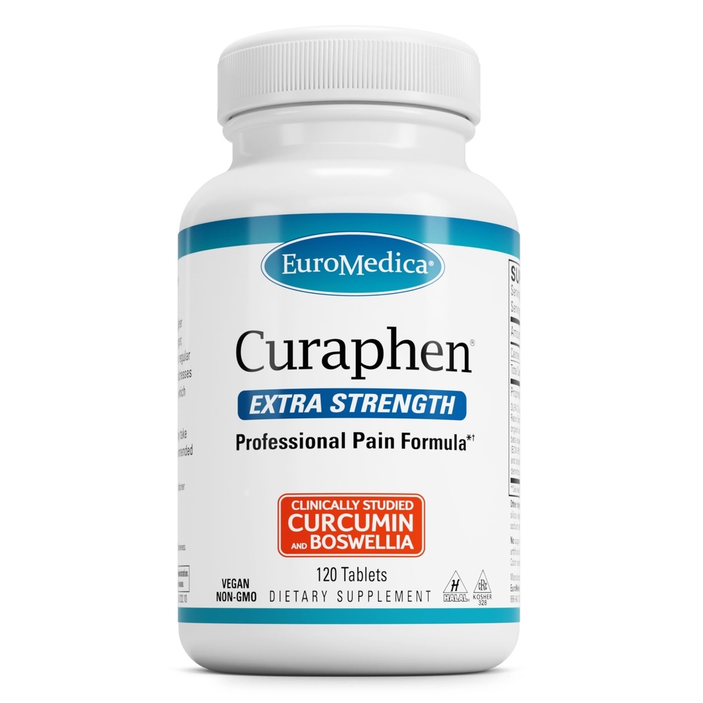 EuroMedica Curaphen Extra sterkte - Curcumin & Boswellia supplement voor gezonde oplage ondersteuning - Kurkuma supplement ter ondersteuning van gewrichten, spiergezondheid & Endorphin productie - 120 tabletten