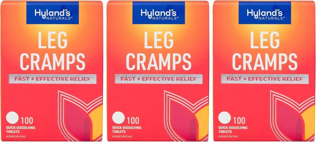 Hyland's Leg Cramps, Relief of Leg, Calf, Charley Horses, and Foot Cramps, 100 Quick-Oplossende Tablets 3-pack (300 Totaal)