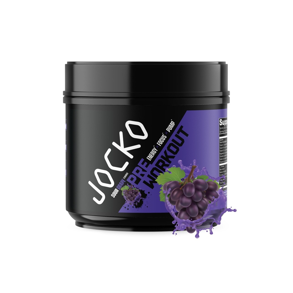 Jocko Fuel Ultimate Pre Workout Powder - Pre-Workout Energy Powder Drink voor mannen & Women - High Stim Sugar-Free Nootropic Blend to Support Muscle Pump, Energy, & Recovery 200mg Cafeine Sour Grape