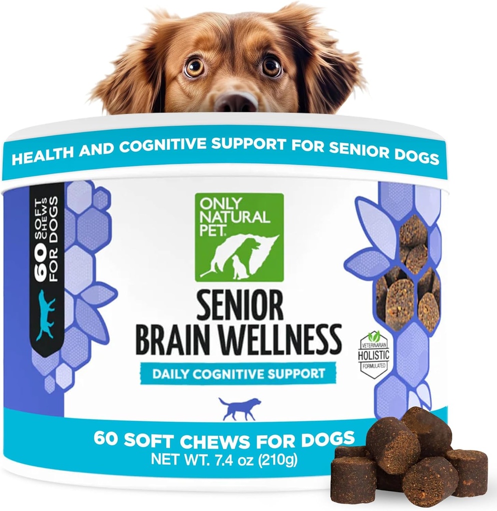 ALLEEN NATUURLIJKE PET Senior Hersen Wellness Honden Kauwen - Kleine, Middelgrote en Grote Ras, Tandloze & Geriatrische Honden, Zachte Kip & Bacon Smaak Snacks, Gebakken Treats - 60 Tellen