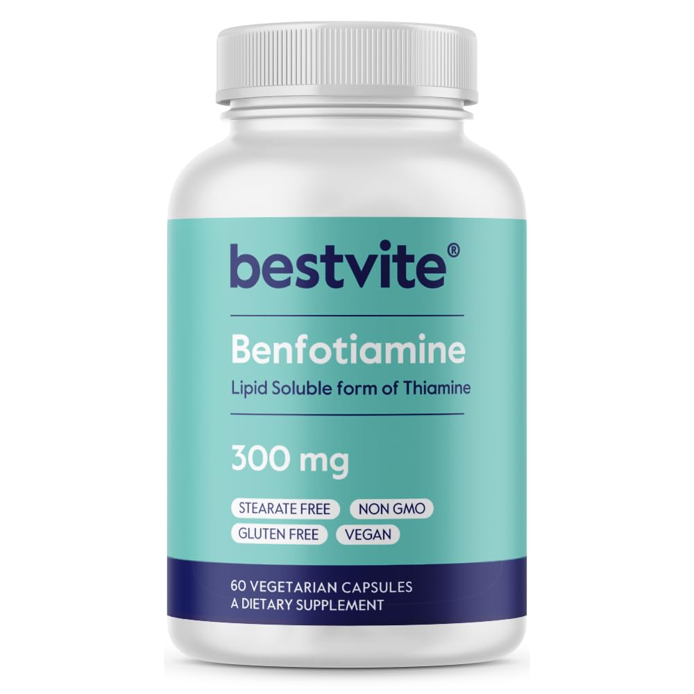 Benfotiamine 300mg (60 Vegetarische Capsules) Geen Stearates - Geen Siliciumdioxide - Veganistisch - Niet GGO - Glutenvrij