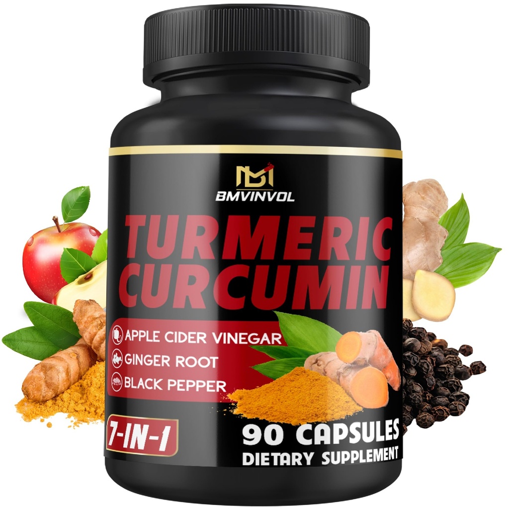 Kurkuma Curcumin supplement - 95% Curcuminoïden met gember, Apple Cider Vinegar, Black Pepper - 90 Tellen - 3 maanden Levering