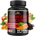 Kurkuma Curcumin supplement - 95% Curcuminoïden met gember, Apple Cider Vinegar, Black Pepper - 90 Tellen - 3 maanden Levering
